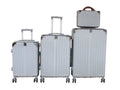 SMTE - Silver 4Piece ABS Luggage Set with MultiDirectional Spinner Wheels & Handles