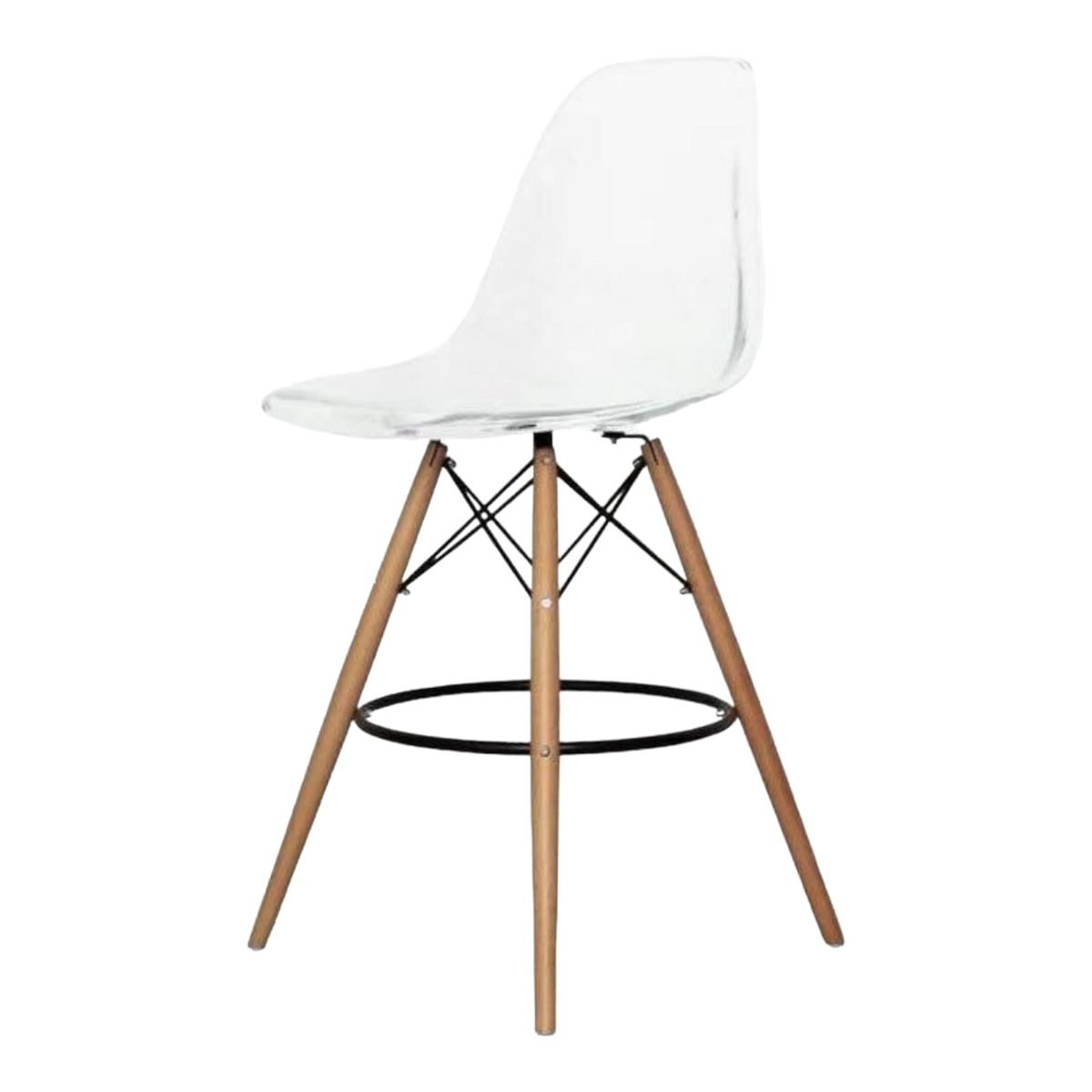SMTE - Modern Style Ring Chair Counter/Bar Stools - Assembled - Transparent