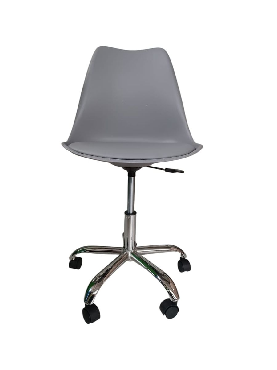 SMTE - A305W Grey Plastic Office Chair with Chrome Base and Wheels