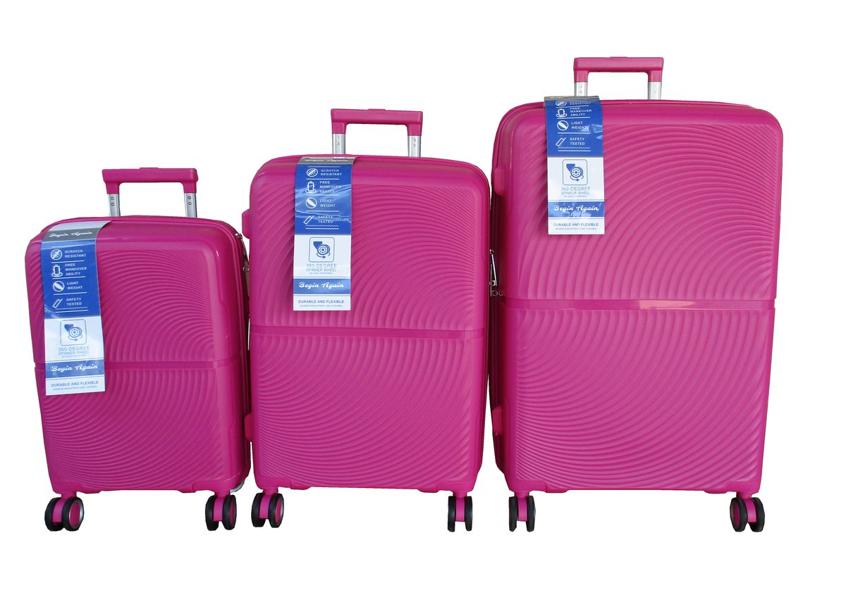SMTE - Unbreakable Travel Luggage 3 Piece Suitcases SpinnerHot Pink