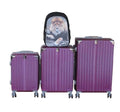 SMTE - 3Piece ABS Purple Spinner Luggage Set with Lion Print Backpack