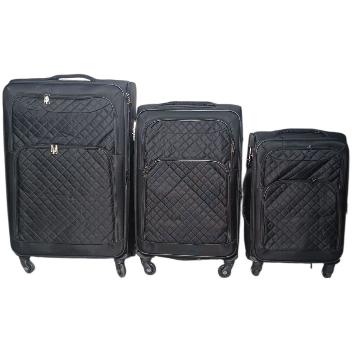 SMTE - 3Piece Expandable Soft Fabric Luggage SetBlack