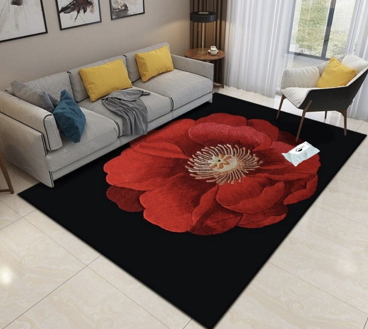 SMTE - Quality Modern 3D Geometric Design Area 29 Rug &  Tieback