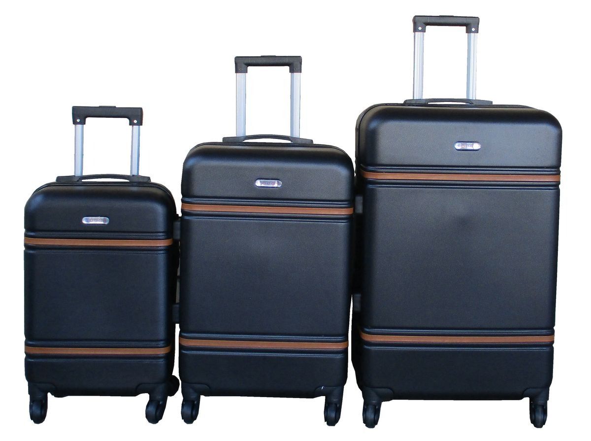 SMTE - Luggage SetSmall, Medium&LargeBlack Brown Accents, Wheels, BuiltIn Locks