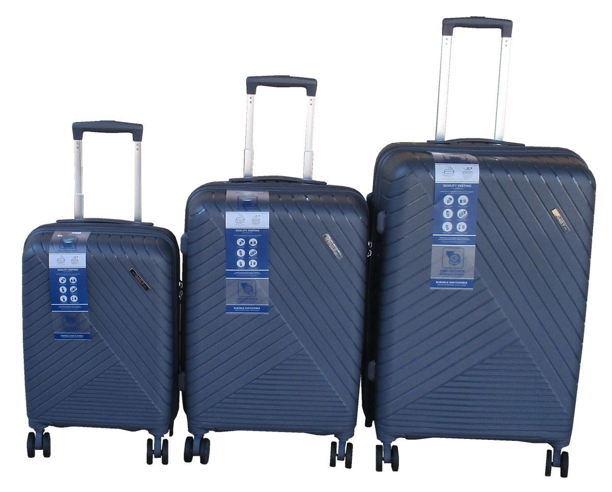 SMTE - Unbreakable PP Hardside Luggage Set Spinner Wheels and TSA LocksGrey3Piece