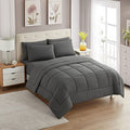SMTE - 5-piece Plain Comforter Set Dark Grey
