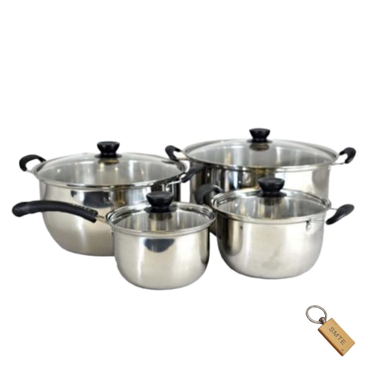 SMTE - Crystal Clear Culinary: 4Piece Glass Pot Set+ keyring