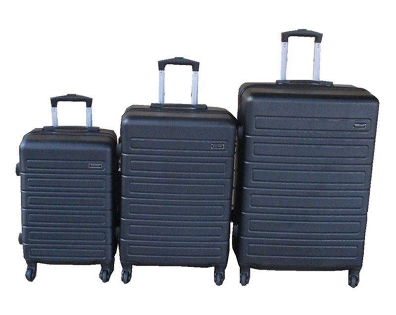 SMTE - Black 3Piece ABS Hard Shell Luggage Set Spinner Wheels&Telescoping Handles