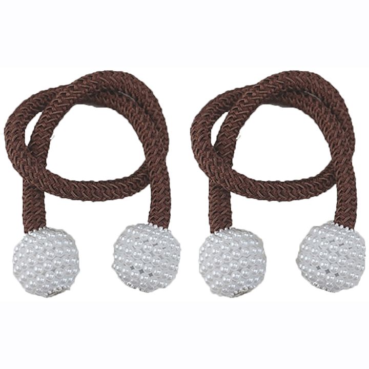SMTE - 2 Set Curtain Magnetic Pearl Ties - Dark Brown