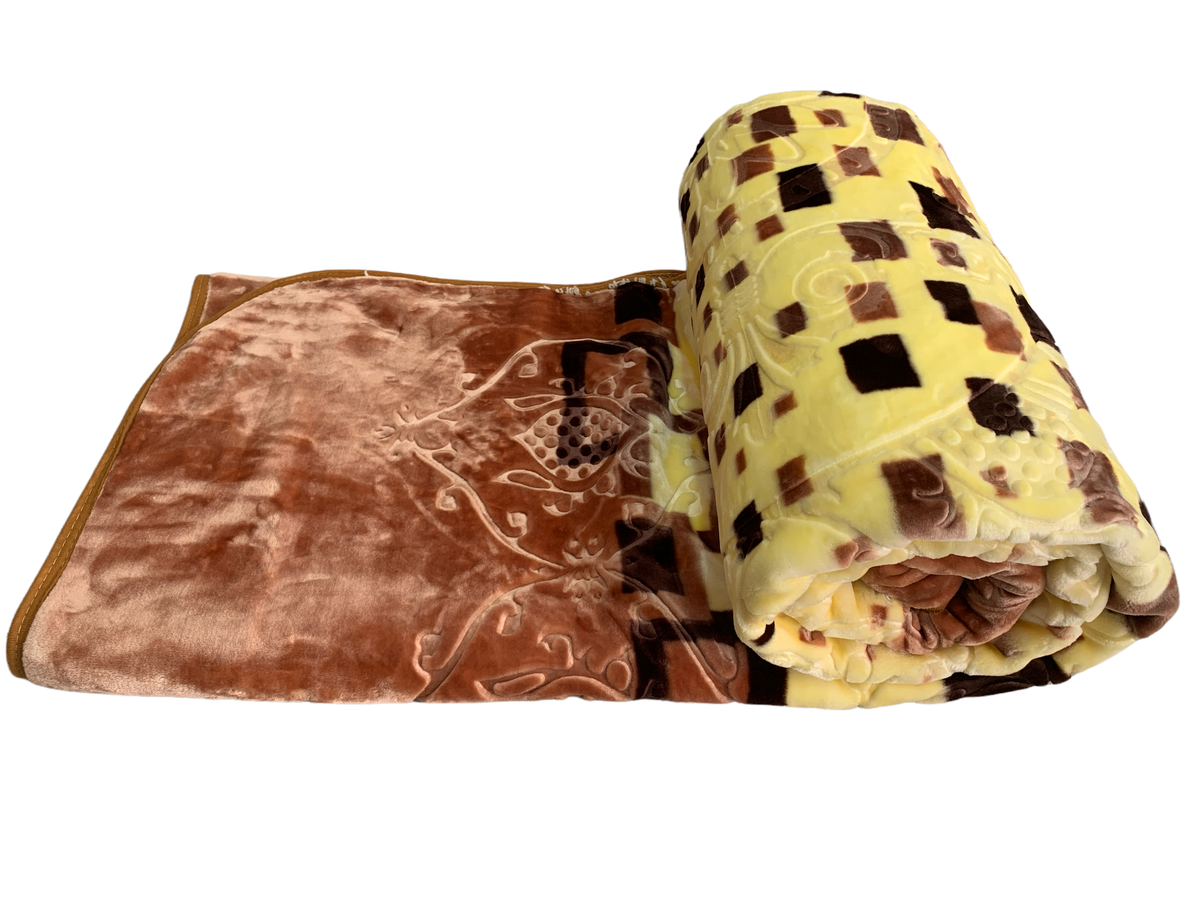 SMTE - Azaz High Quality Reversible Blanket Brown with Yellow Base 3kg