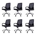 SMTE - 6 Pcs Mesh Back Office Chair - Black