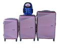 SMTE - Pink 3Piece ABS Trolley Luggage Set with Spinner Wheels & Blue Ladybug Bag
