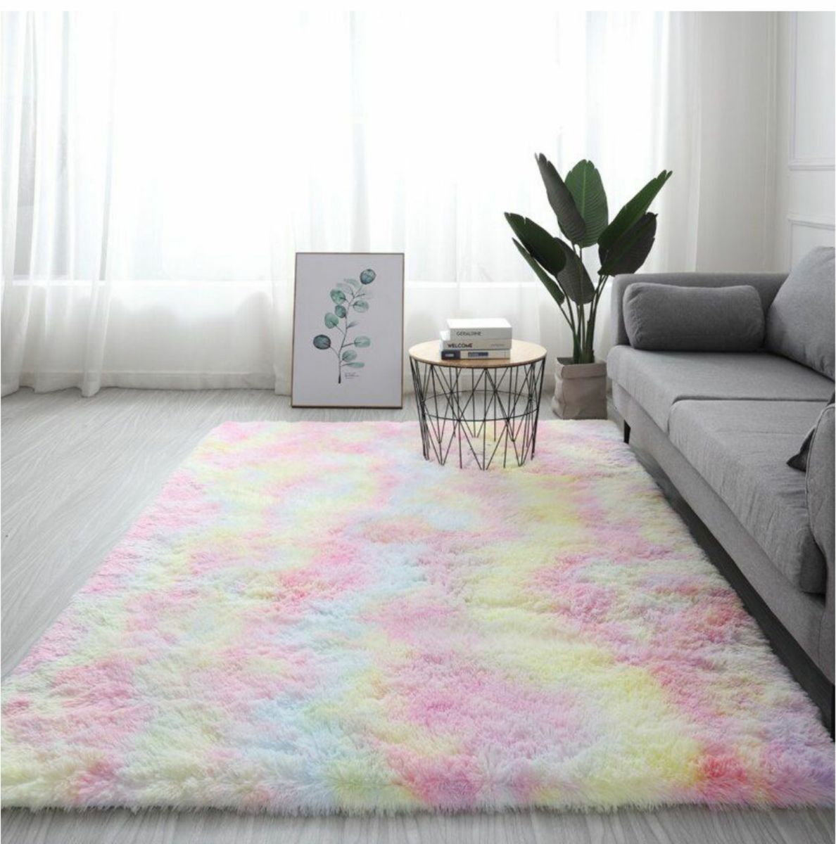 SMTE - Fluffy Carpet Rainbow - Shaggy and Foldable Rug Rainbow - 200 x 150