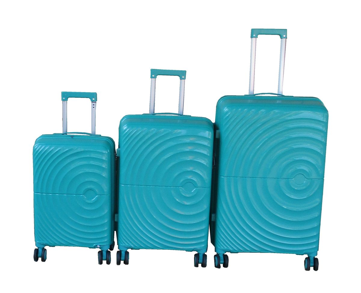 SMTE - Unbreakable Bright Turquoise 3Piece Luggage SetHard Shell and Lock