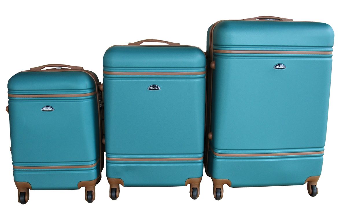 SMTE - ABS Luggage Set with Spinner Wheels and Combination LockDark Green3Piece