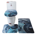 SMTE - Stunning 3 Piece Anti-Slip Soft Foam Bathroom Set - Blue Abstract