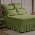 SMTE -  6-piece Frilled Bed Sheet Set - Green - L