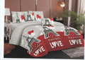 SMTE - Bedspread Set 5 Piece Microfiber - F14 - D5- (Red & Grey) - Double
