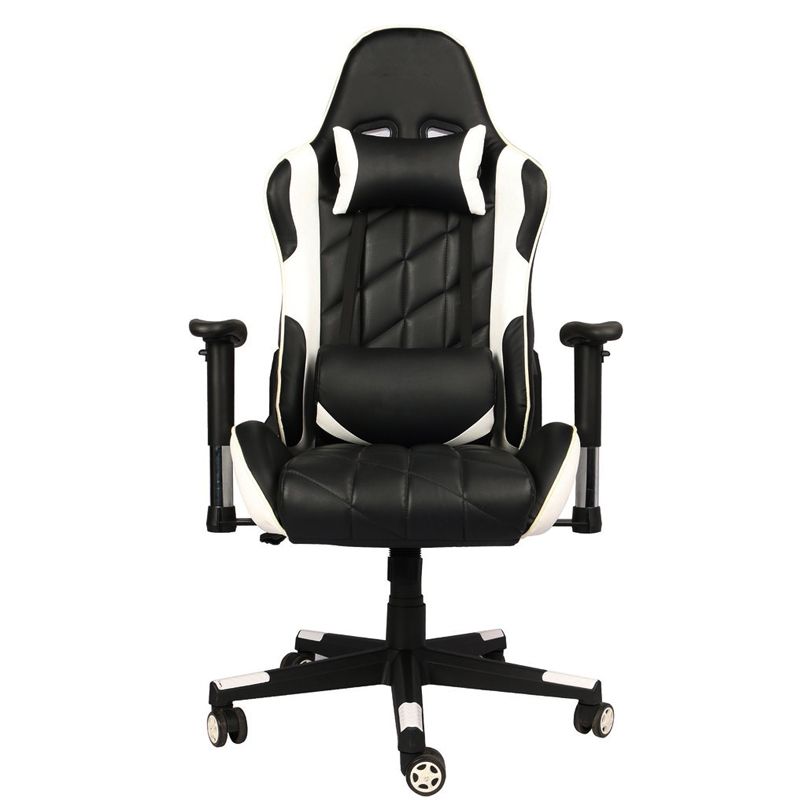 SMTE - Contemporary Soft Cushioned Ergonomic Gaming Chair With 2D Armrest - White