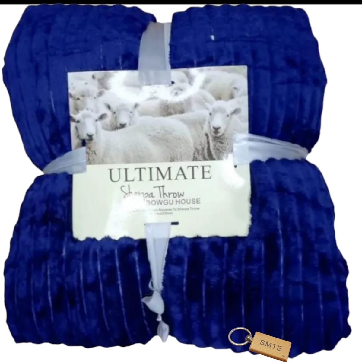 SMTE - Serpa Soft and Fluffy Fleece Blanket with KeychainQueen SizedNavy Blue