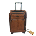 SMTE - Premium Leather Suitcase Large 75cm with  Keyring1 PieceLight Brown