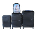 SMTE - Black 3Piece ABS Trolley Luggage Set with Dinosaur Kid's Backpack