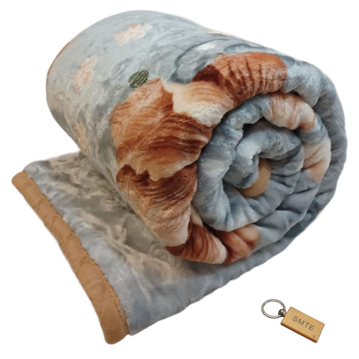 SMTE -  :Cozy 2Ply NonFiber Blanket: Keep Your Winter Warm + KeyringWhite Mix