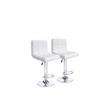 SMTE - Pair of Als Leather Swivel Bar Stools - White