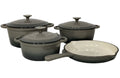 SMTE - Acesa - Quality 7 Piece Authentic Cast Iron Dutch Oven Cookware Pot Set - Grey