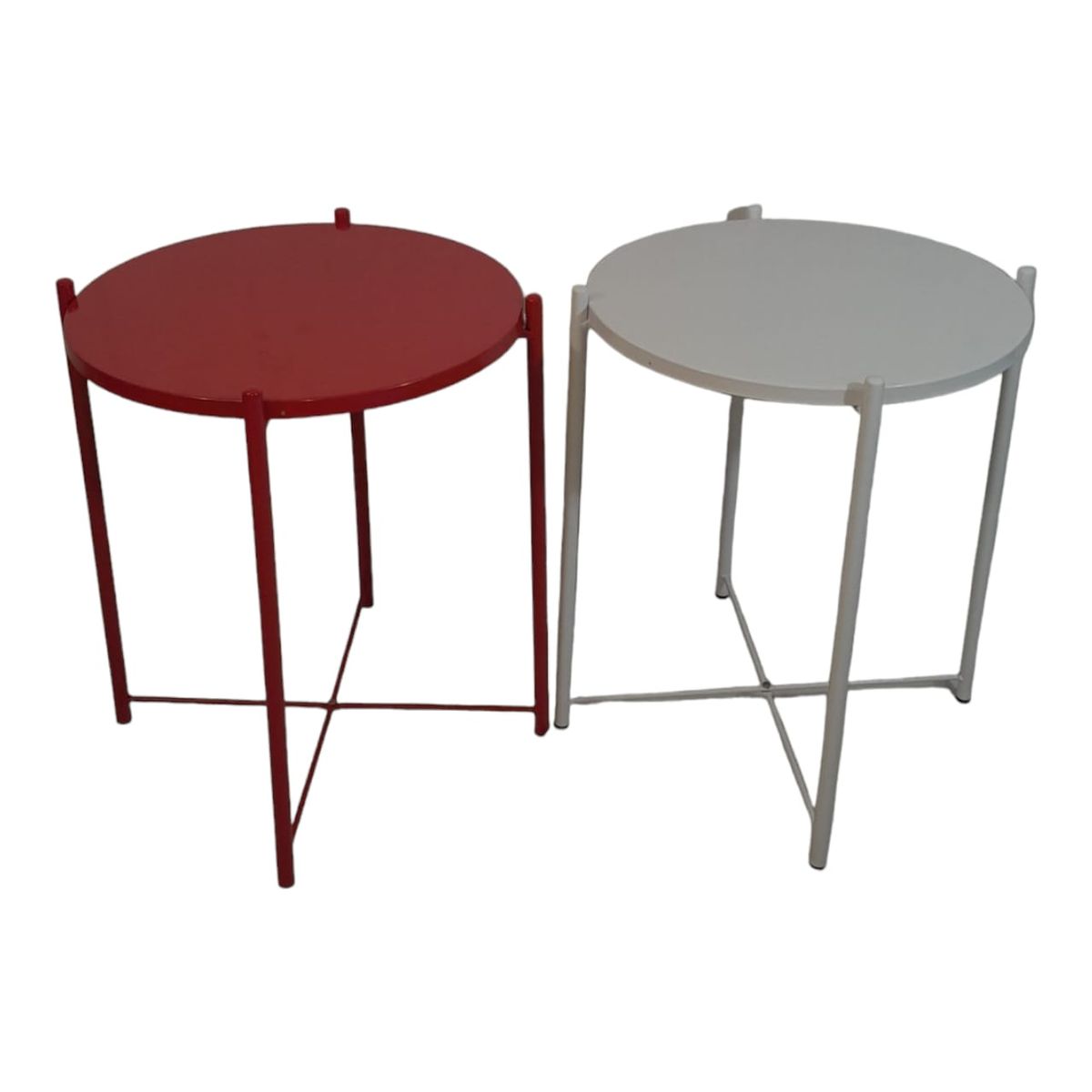 SMTE -  Round Occasional Coffee Table Set of 2Red And White