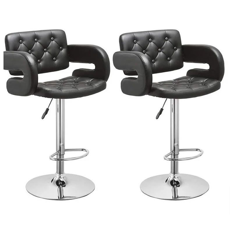SMTE - Adjustable Leather Bar Stool - Set of 2