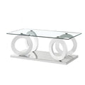 SMTE - Rectangle Clear Glass for Classy and Modern look Coffee Table-CT632 - White