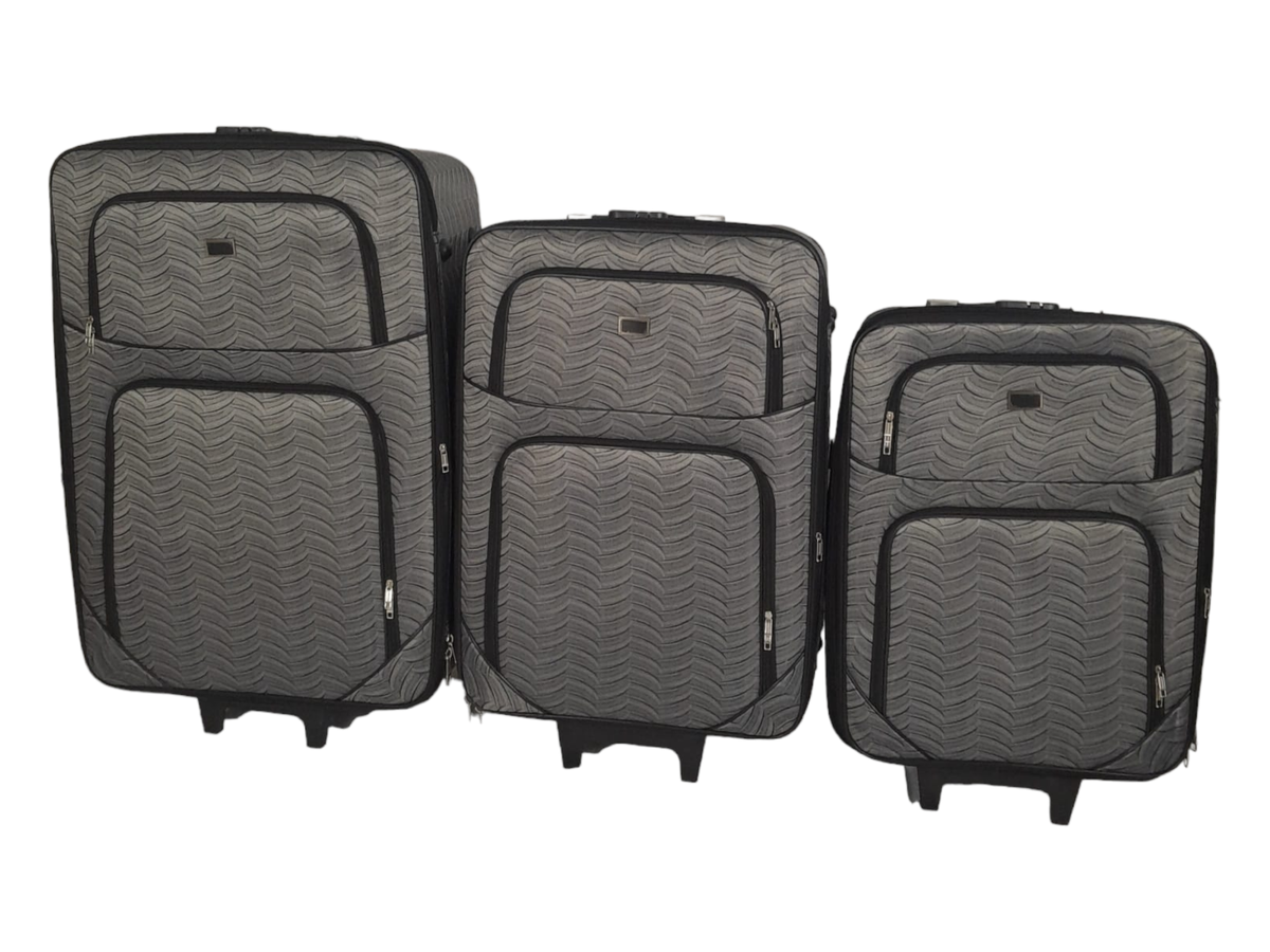 SMTE - 3 Piece Travel luggage Spinner- Fabric-Grey - 78 cm