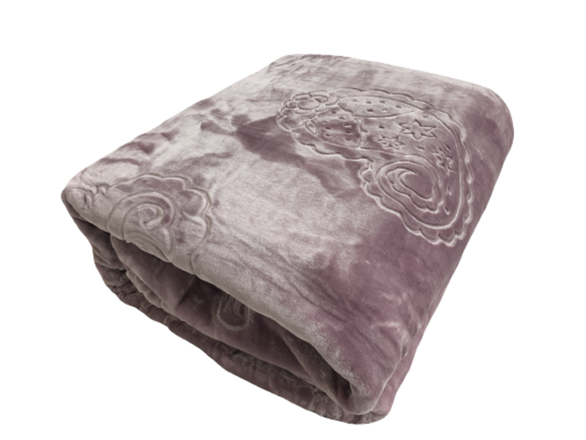 SMTE - Queen Size Embossed Pattern Pure Mink Super Soft Blanket - Light  Purple