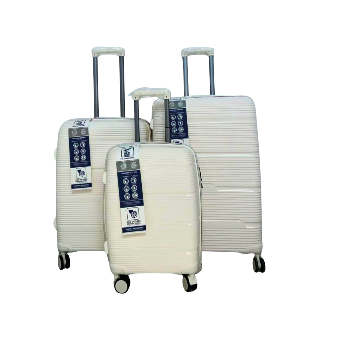 SMTE - BeginAgain 3PC Luggage SetPolypropylene Durable and StrongWhite
