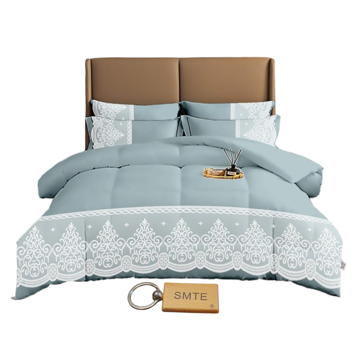 SMTE - Bedspread Set with a  KeyringDL5PC5PieceGrey
