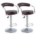 SMTE - Bar Stools with Arms Set of 2 - Coffee Brown