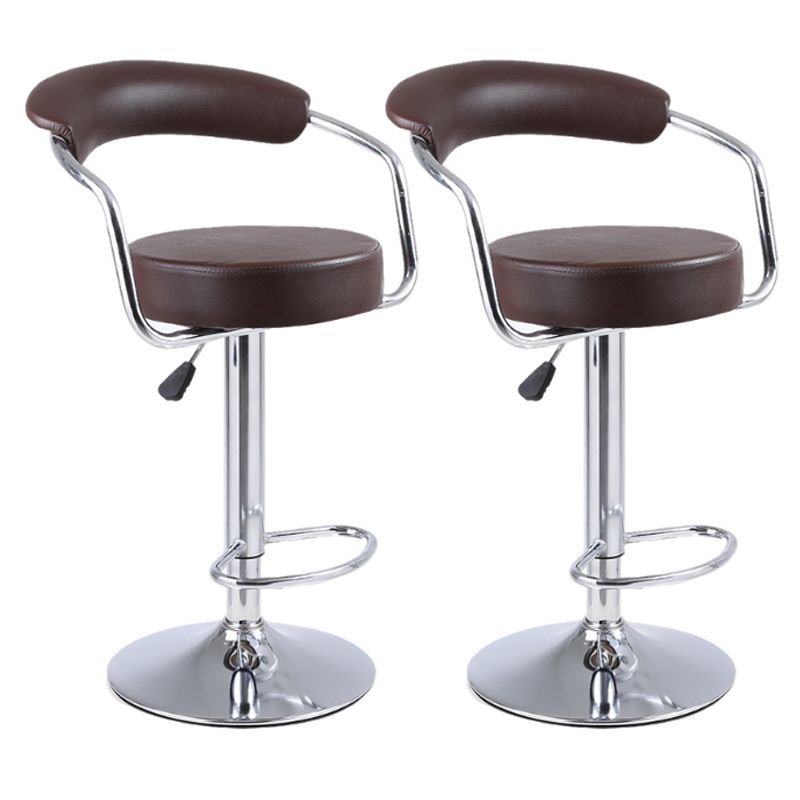 SMTE - Bar Stools with Arms Set of 2 - Coffee Brown