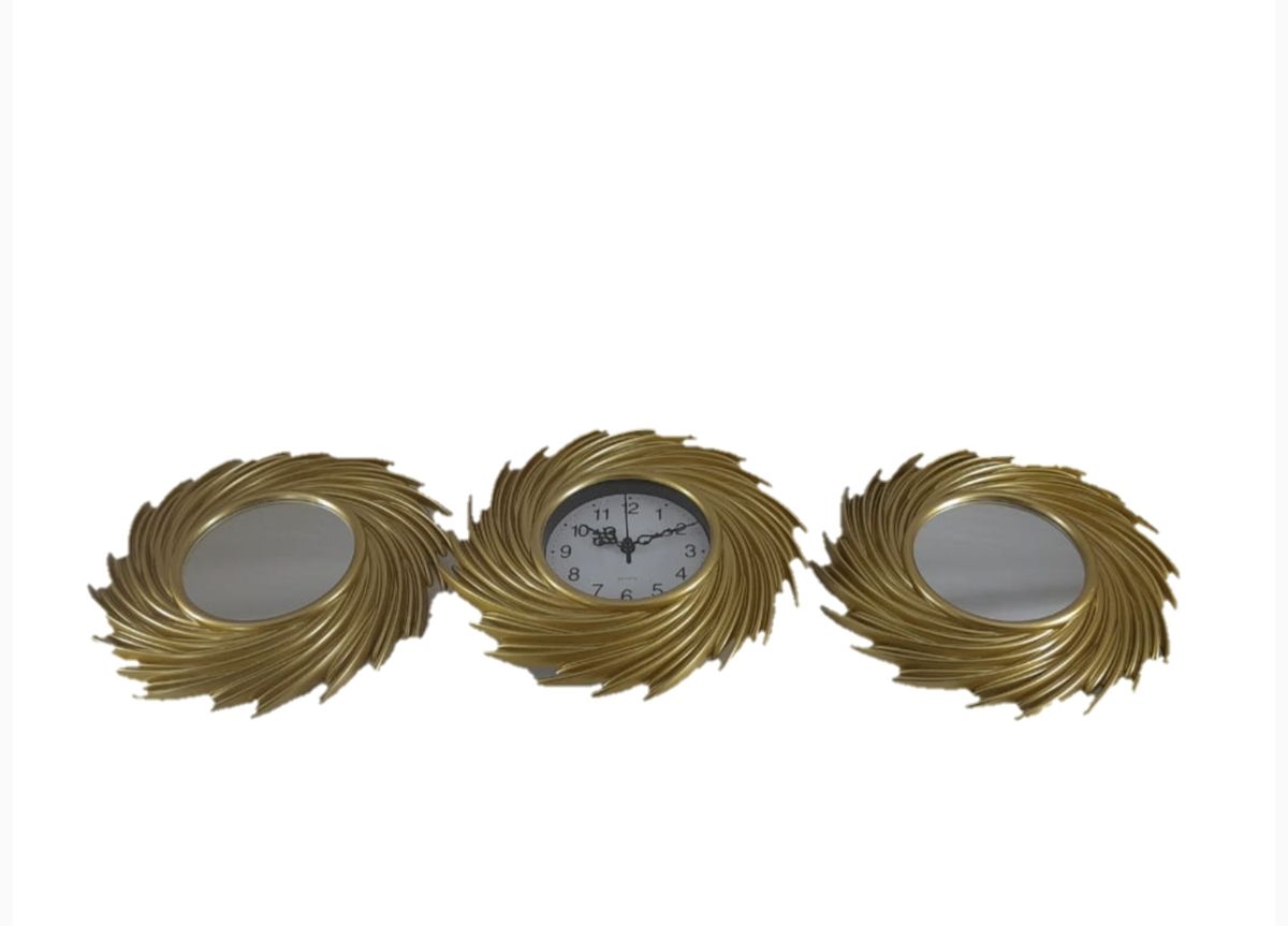 SMTE - Gold Battery Powered Analogue Wall Clock Set-C3P02