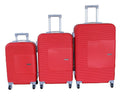 SMTE - Durable ABS Luggage Set, 3Piece Spinner Suitcases, Red, with Secure Lock