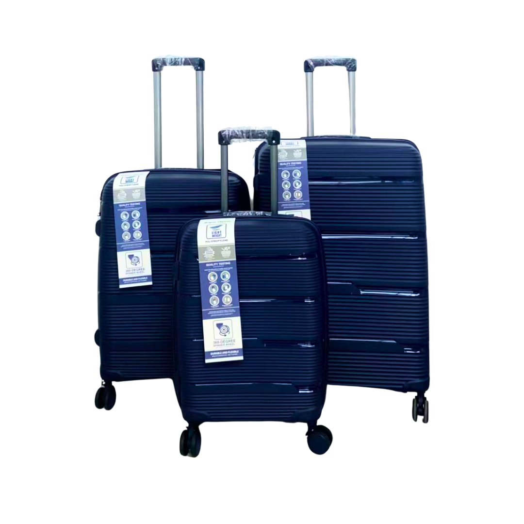 SMTE - BeginAgain 3PC Luggage SetPolypropylene Durable and StrongDark Blue