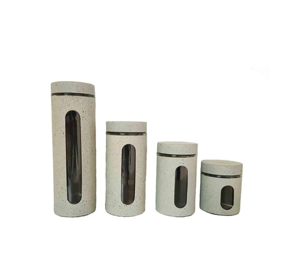 SMTE - Dream Worldm - 4 Piece Canister Set With Viewing Window - Cream