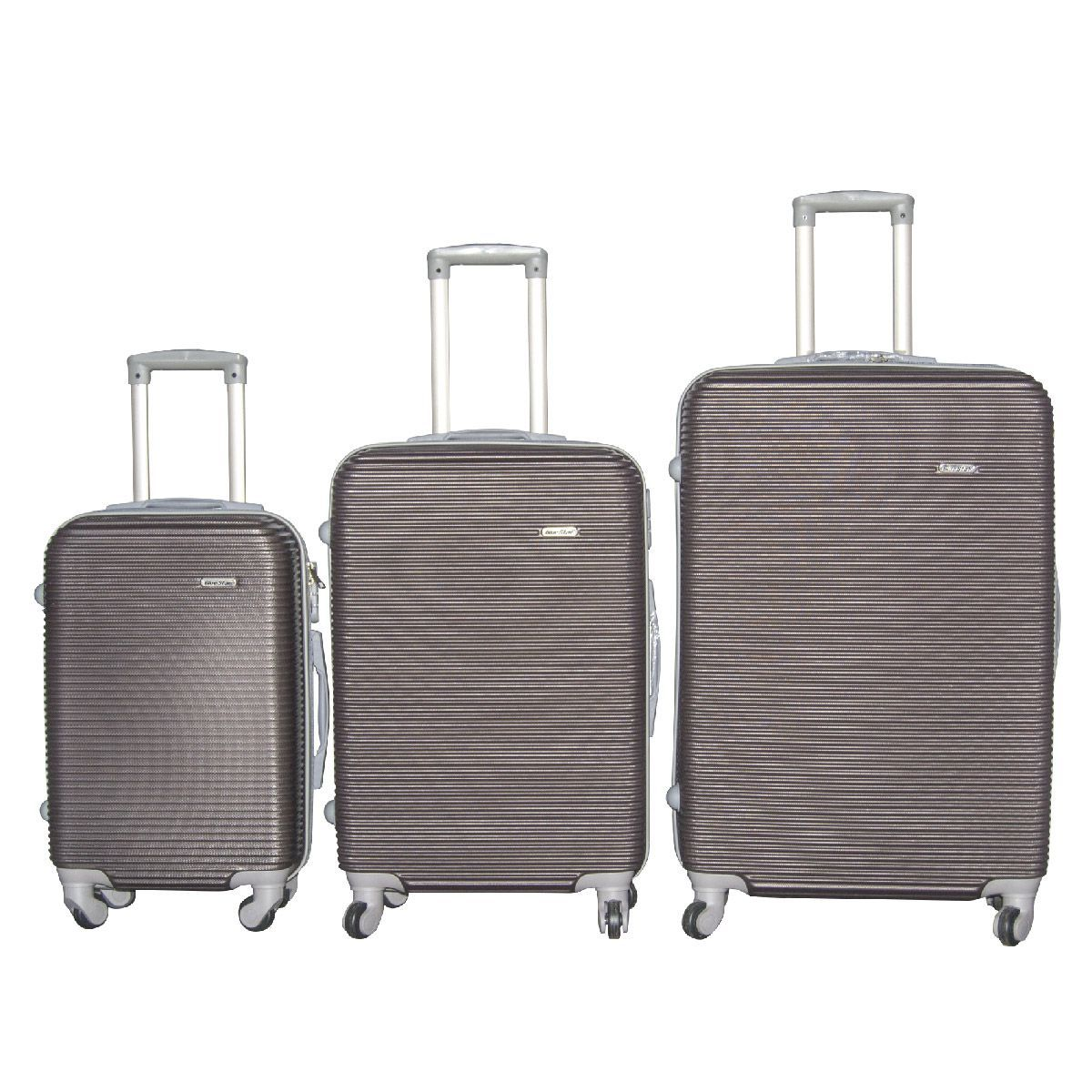SMTE - Durable Brown ABS Luggage Set3 Piece, Spinner Wheels, Telescopic Handles