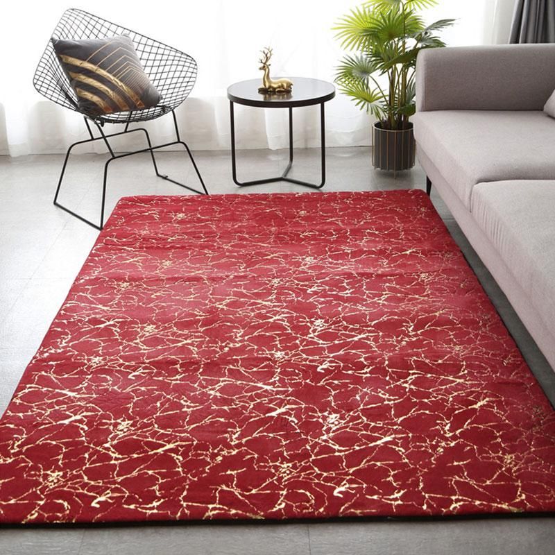 SMTE - Metallic Faux Fur Rug - Maroon - 200 cm
