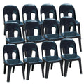 SMTE - Contour Outdoor Black Durable Plastic Party Chair Set of 12