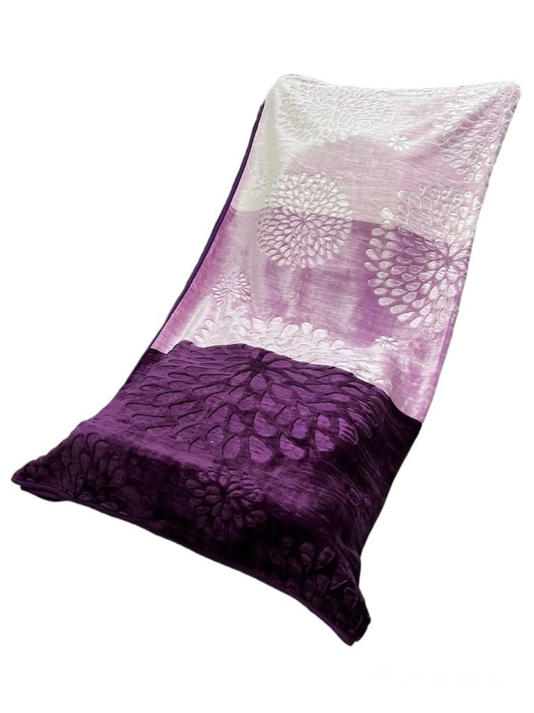 SMTE - Mink Colourful 1-Ply Blanket - Queen Size - Light Purple