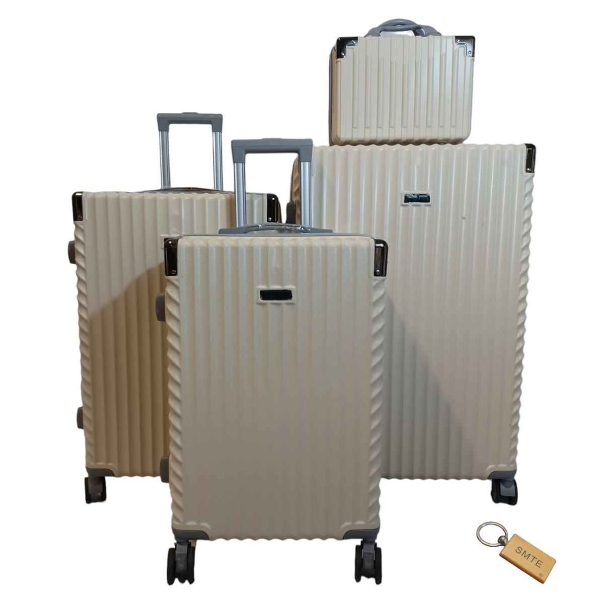SMTE - Deluxe Travel Luggage SetGX4 and  Keyring4 PieceCream White