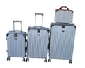SMTE - 4Piece Silver ABS Luggage Set with Spinner Wheels & Vanity Case