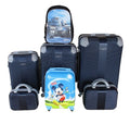 SMTE - Navy 5Piece ABS Luggage Set with Spinner Wheels,Mickey Mouse Case&Backpack