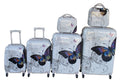 SMTE - 6Piece HardSided Luggage SetColorful Butterfly Design & Spinner Wheels